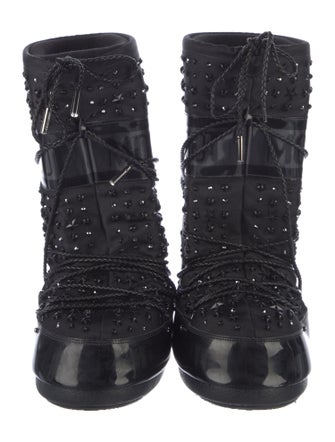 Jimmy Choo x Moon Boot Canvas Printed Lace-Up Boots