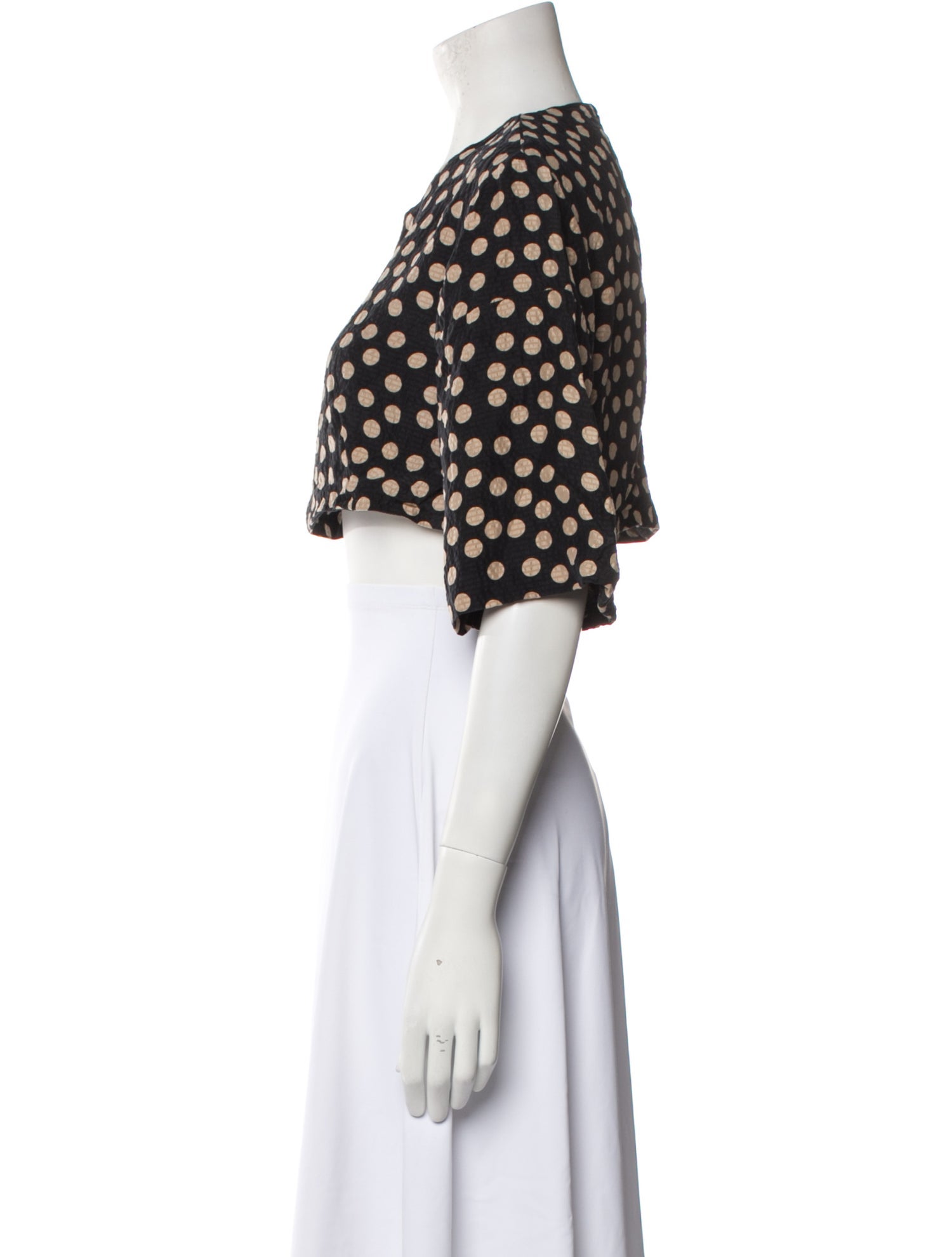 Juan Carlos Obando Polka Dot Print Crew Neck Crop Top
