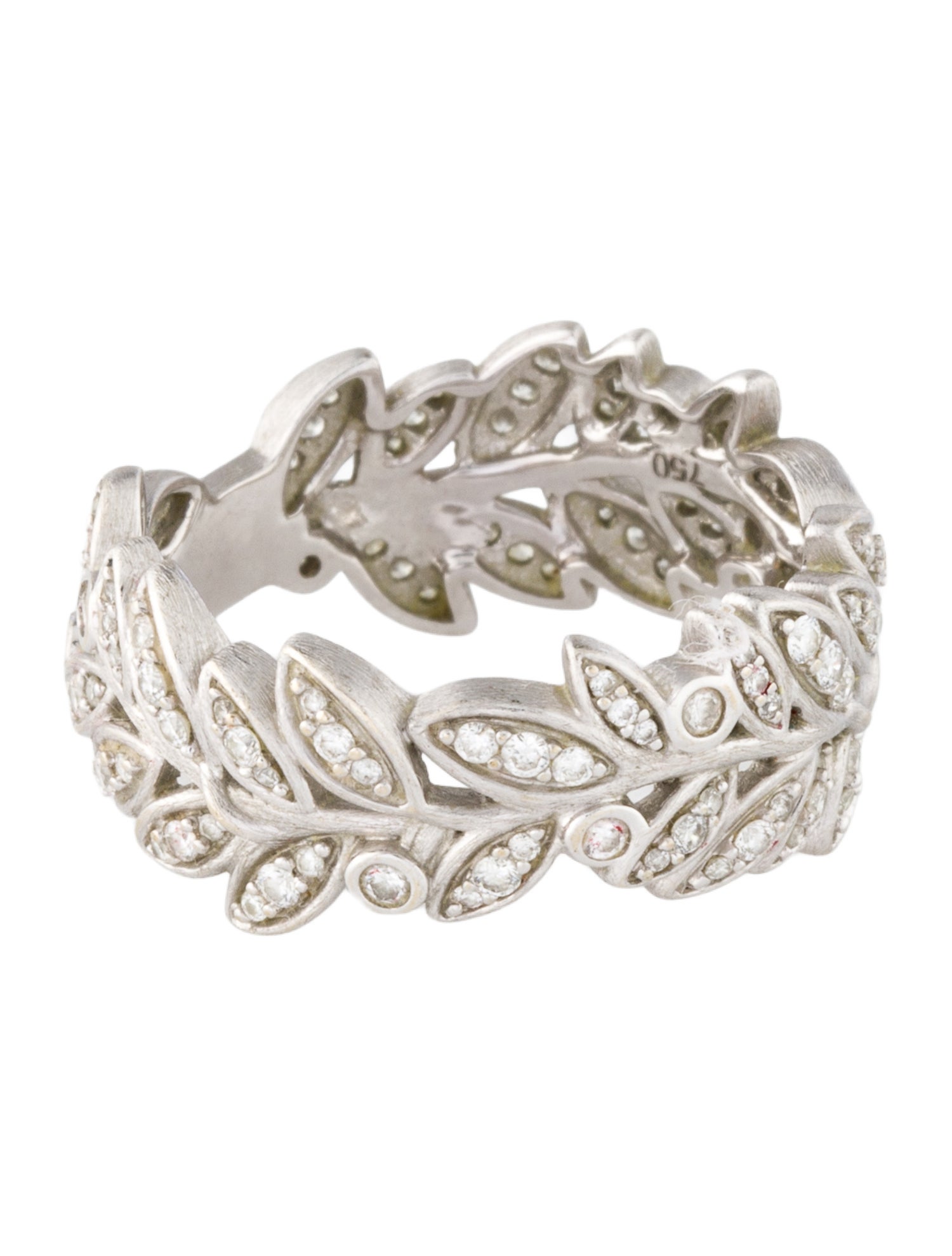 JudeFrances 18K Diamond Sonoma Leaf Eternity Band