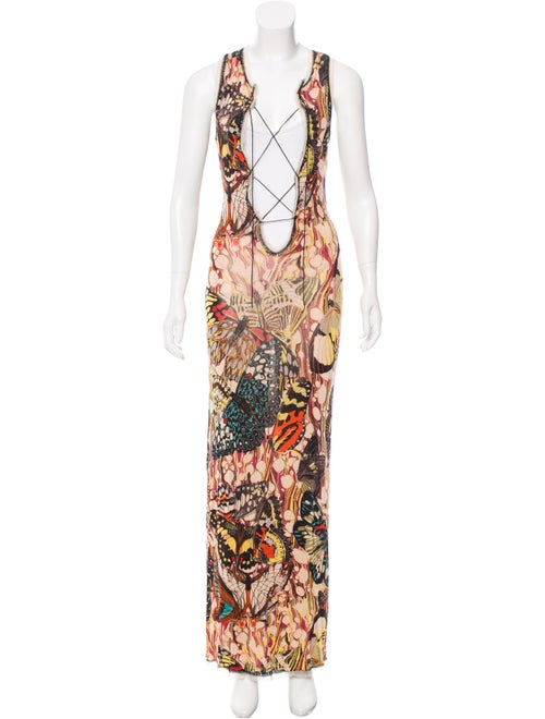 Jean Paul Gaultier Butterfly Print Maxi Dress