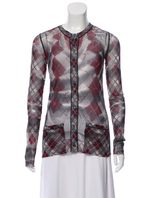 Jean Paul Gaultier Sheer Argyle Cardigan Grey