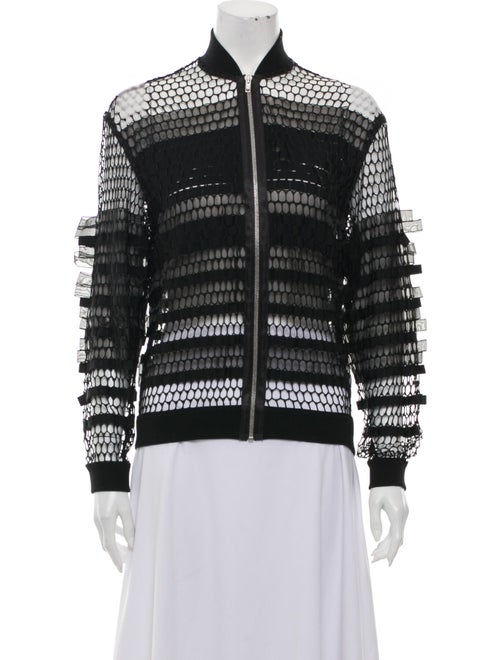 Jean Paul Gaultier Lace Pattern Bomber Jacket Blac