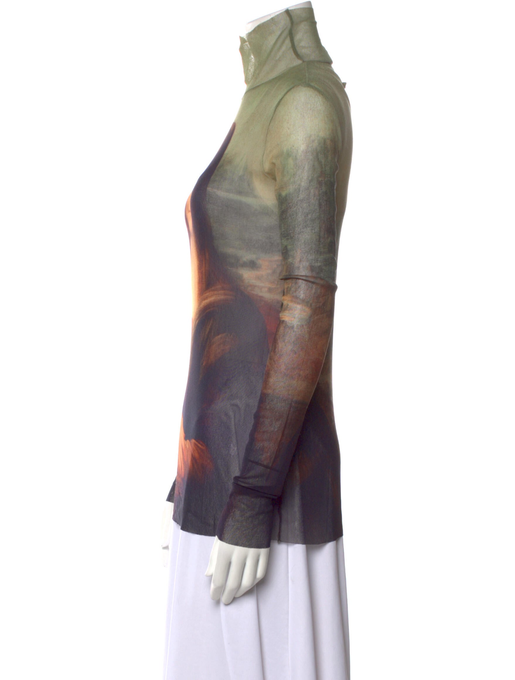 Jean Paul Gaultier 'The Mona Lisa' Graphic Print Top - Green