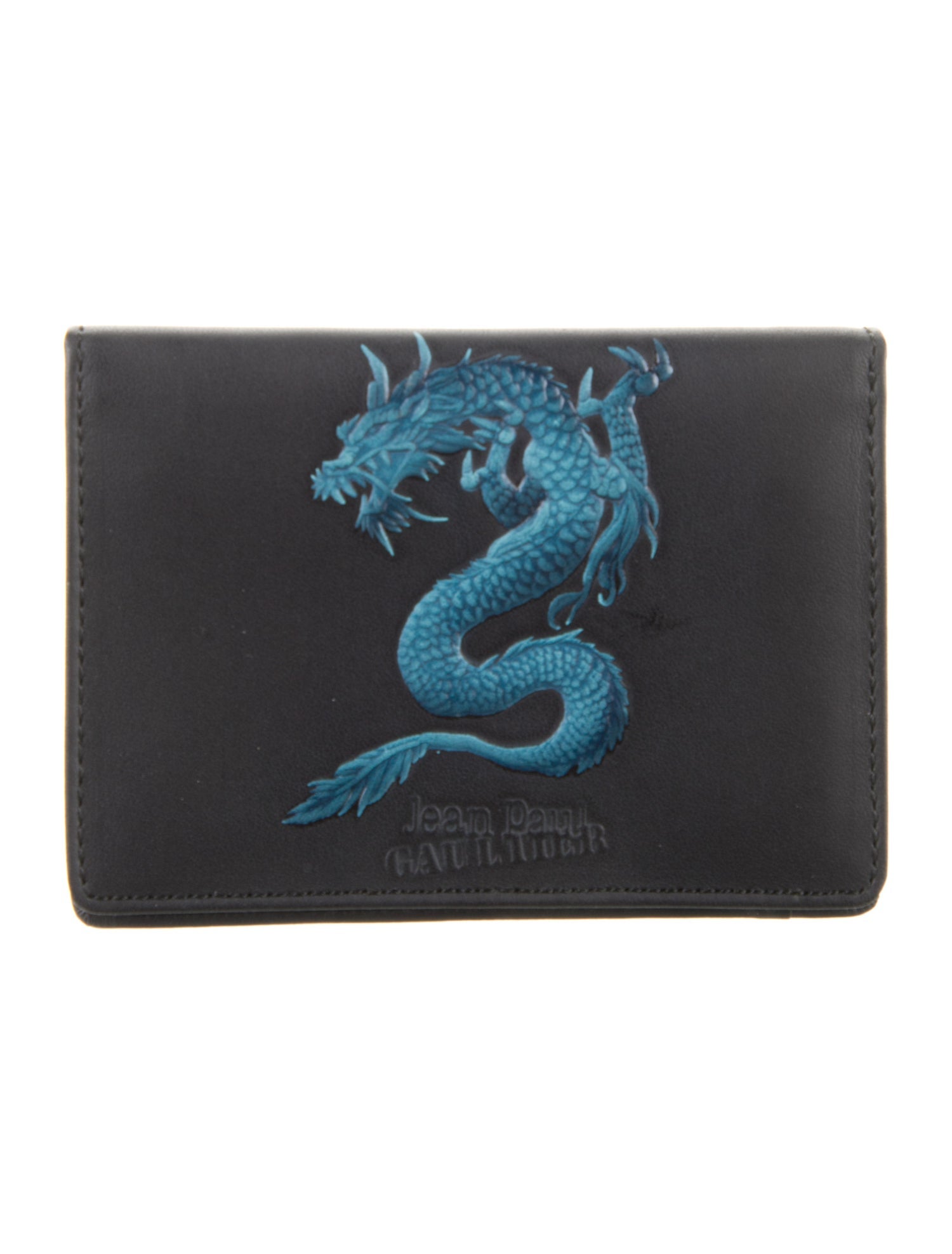 Jean Paul Gaultier Leather Graphic Print Bifold Wallet - Black