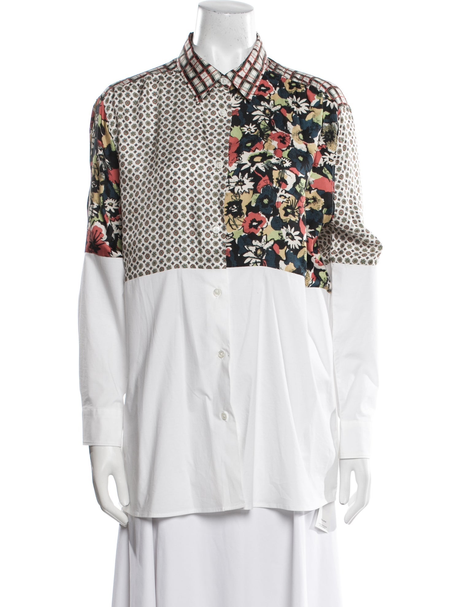 Jean Paul Gaultier Silk Floral Print Button-Up Top