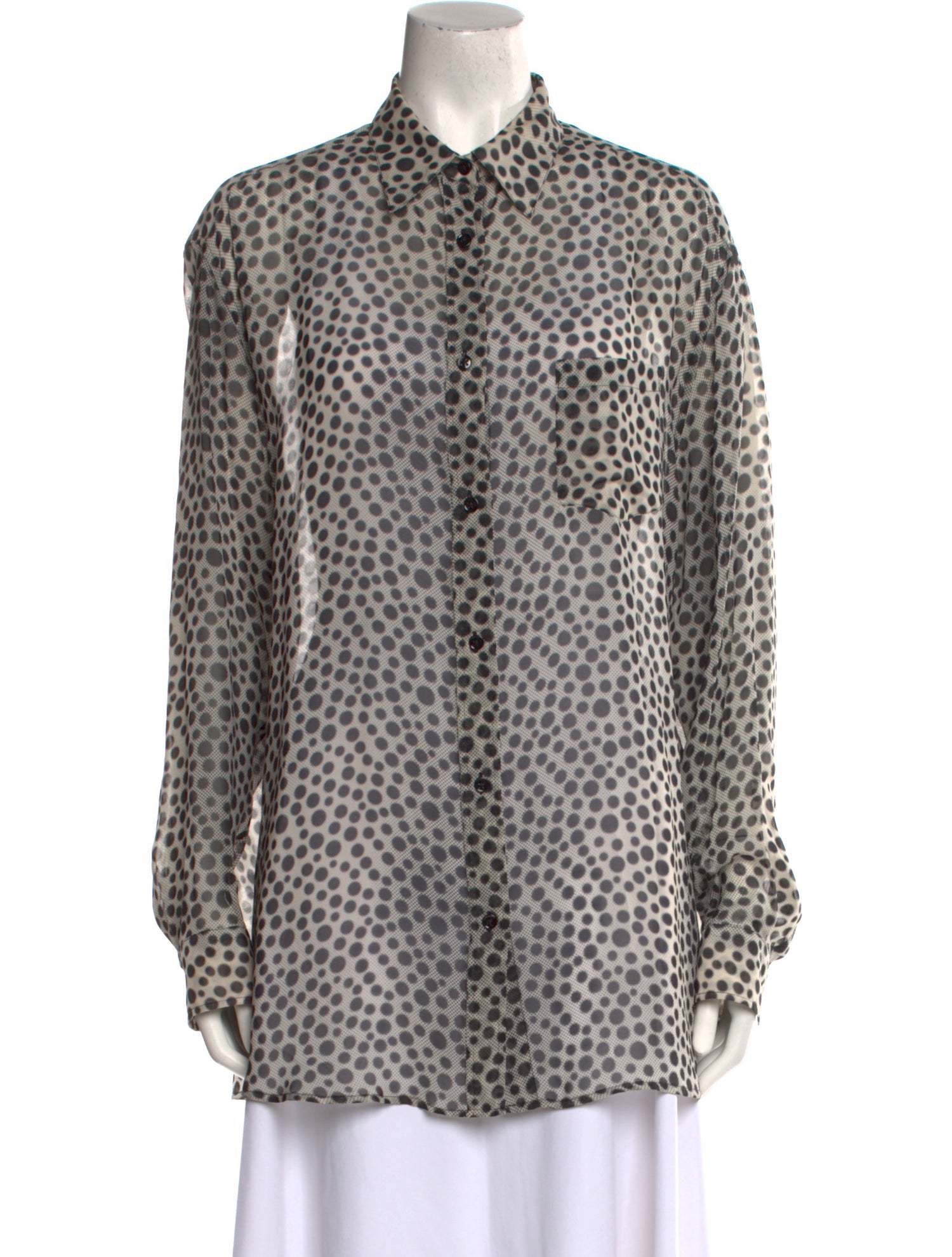 Jean Paul Gaultier Silk Printed Button-Up Top