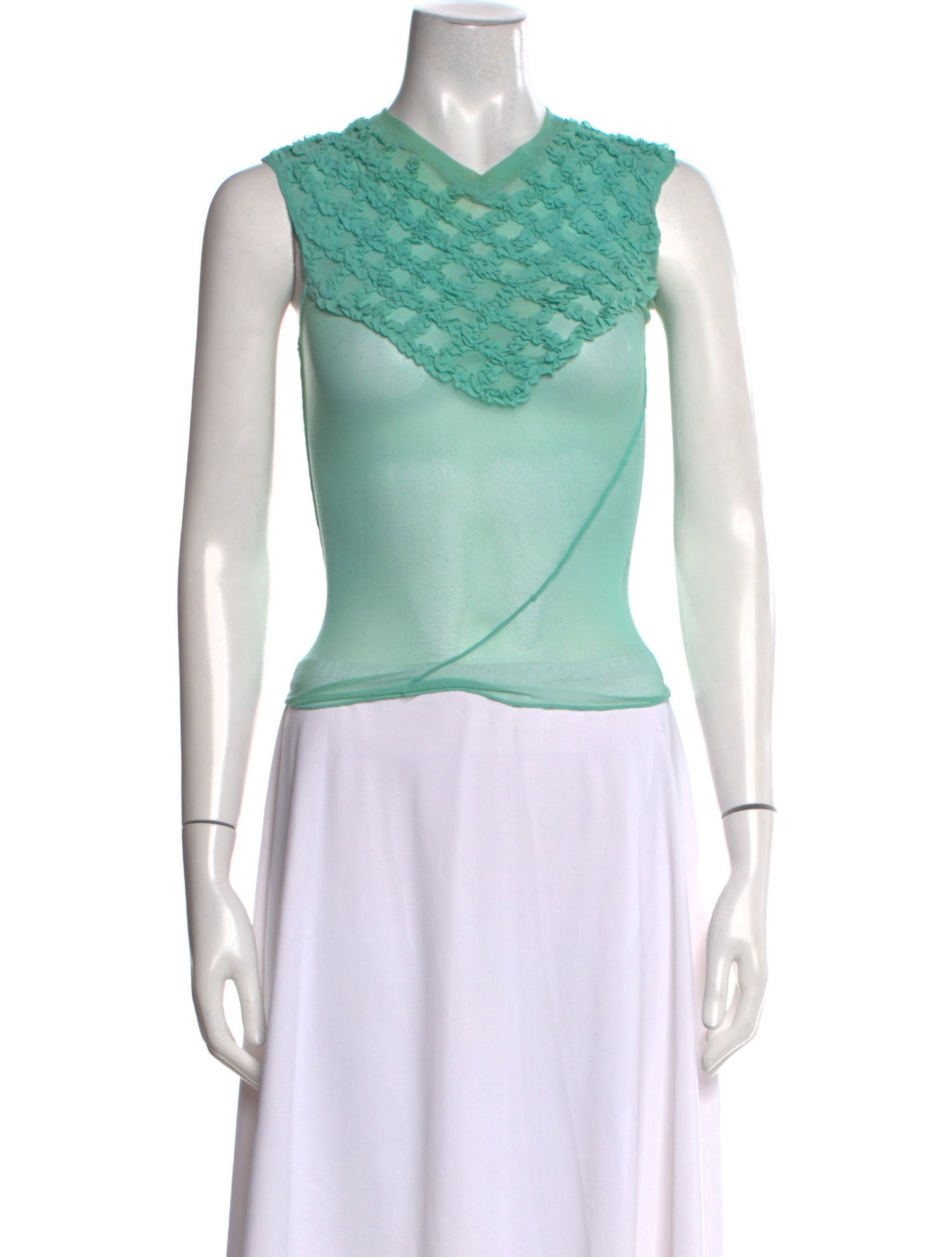 Issey Miyake V-Neck Long Sleeve Top - Blue Tops, Clothing
