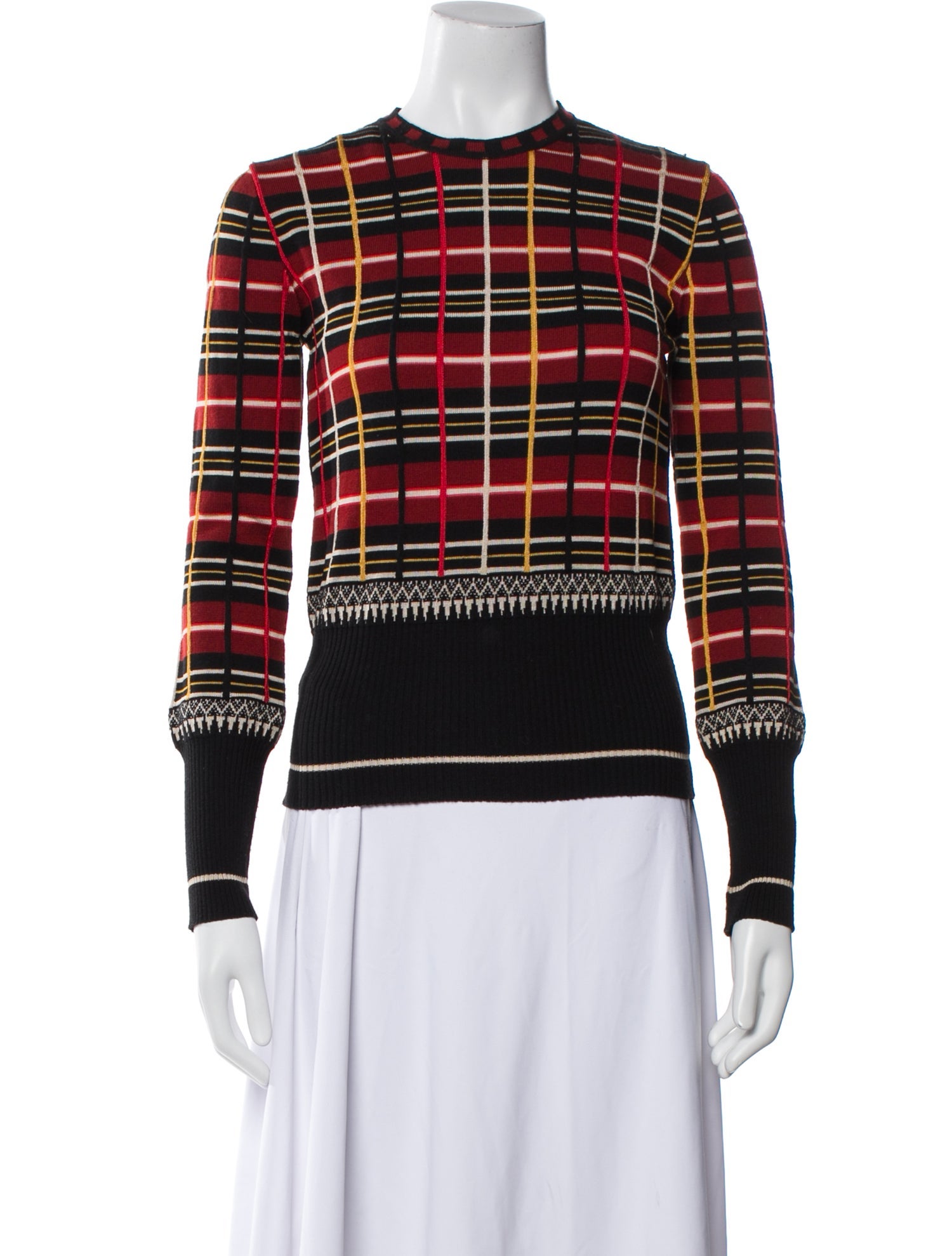 Jean Paul Gaultier Virgin Wool Plaid Print Sweater