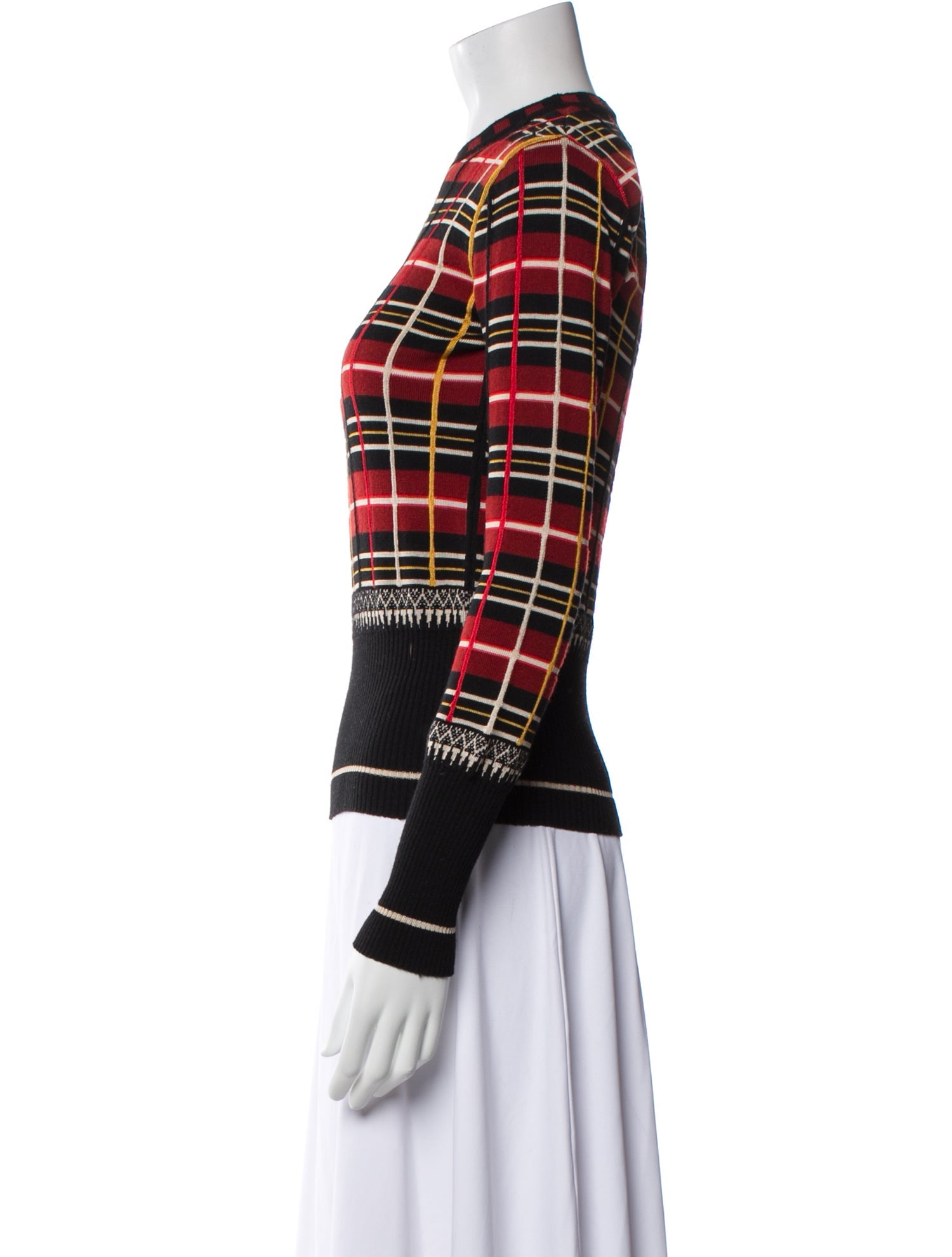 Jean Paul Gaultier Virgin Wool Plaid Print Sweater