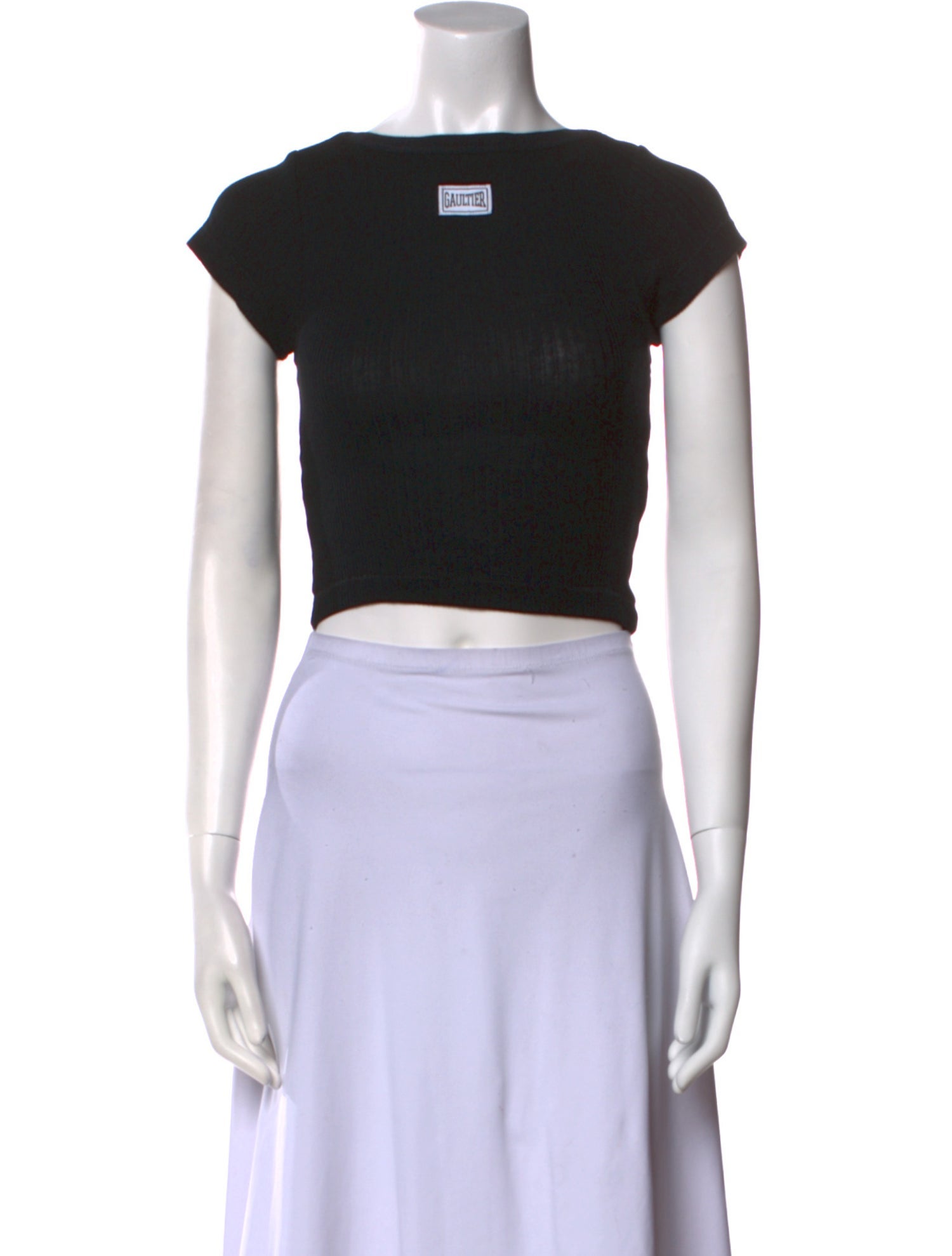 Jean Paul Gaultier Bateau Neckline Short Sleeve Crop Top