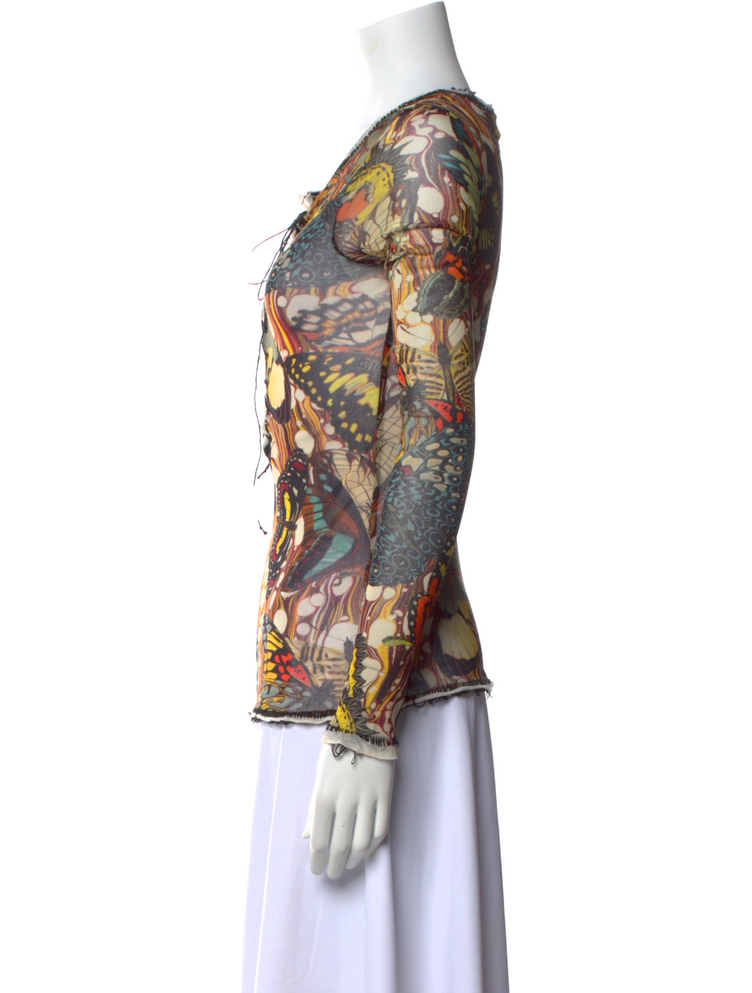 Jean Paul Gaultier Printed Tie Neck Blouse