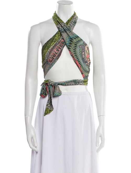 Jean Paul Gaultier Printed Halterneck Crop Top