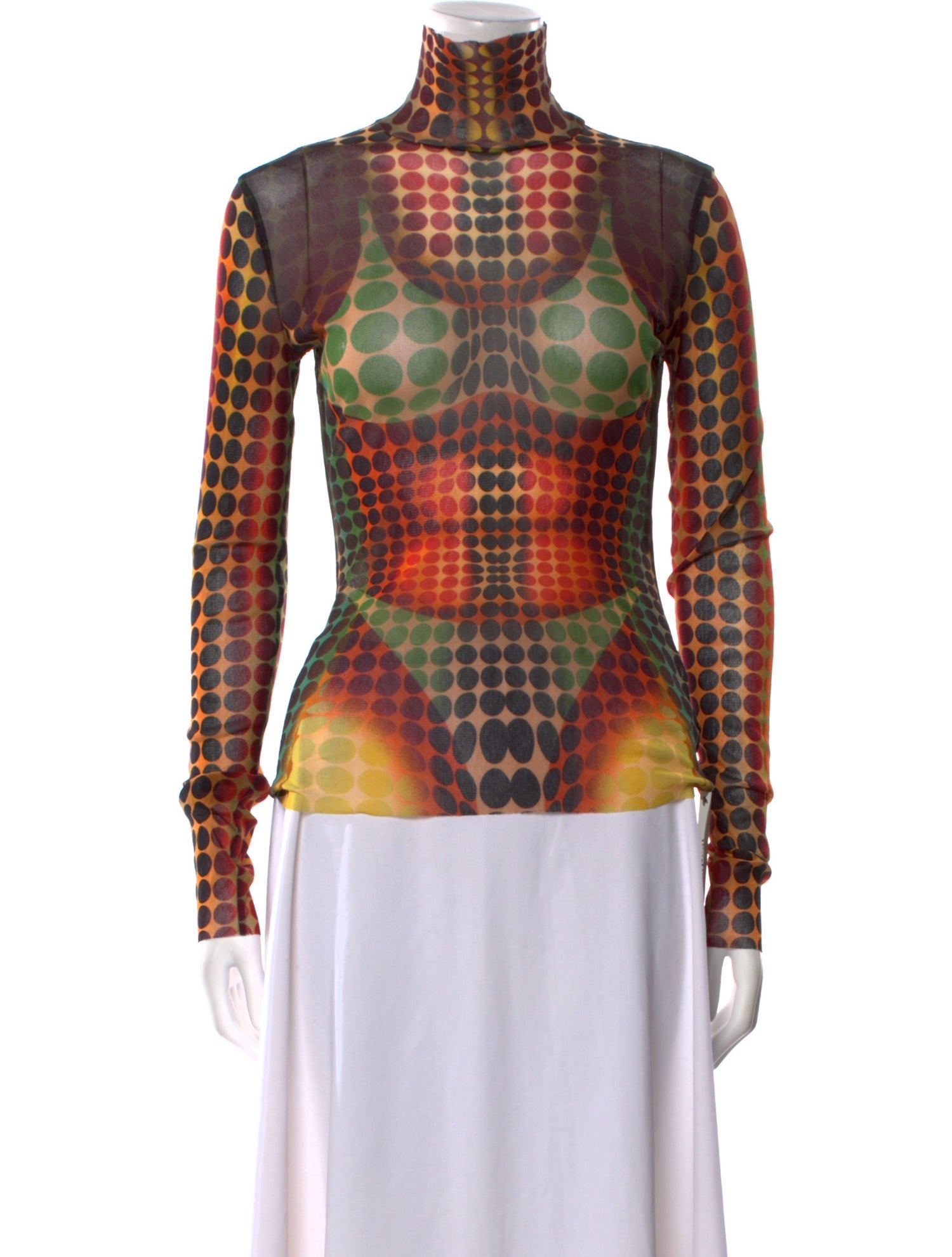 Jean Paul Gaultier Plaid Print Turtleneck Top