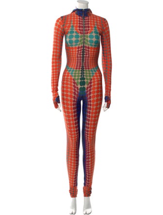 Jean Paul Gaultier Polka Dot Print Turtleneck Jumpsuit