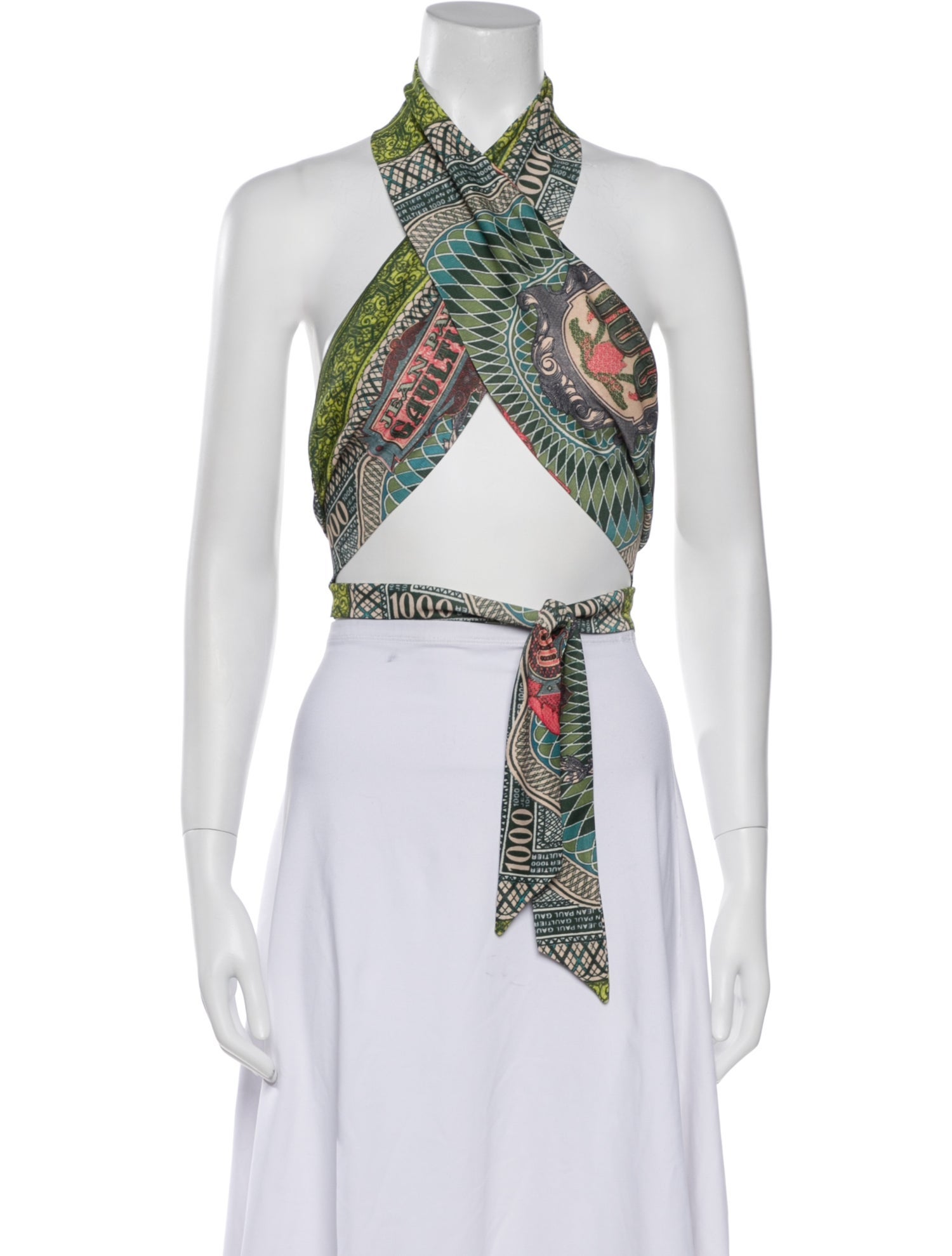 Jean Paul Gaultier Printed Halterneck Crop Top w/ Tags