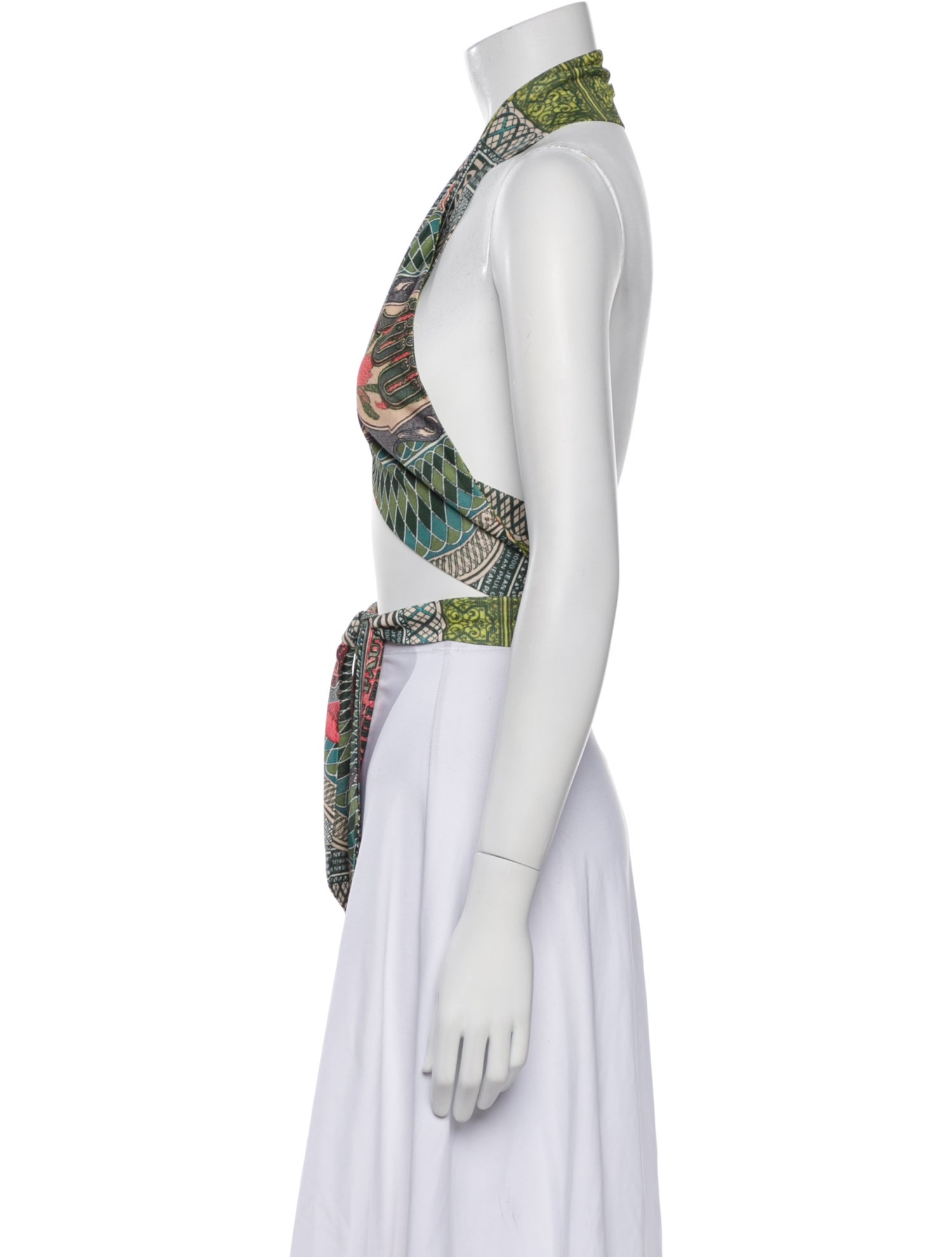 Jean Paul Gaultier Printed Halterneck Crop Top w/ Tags