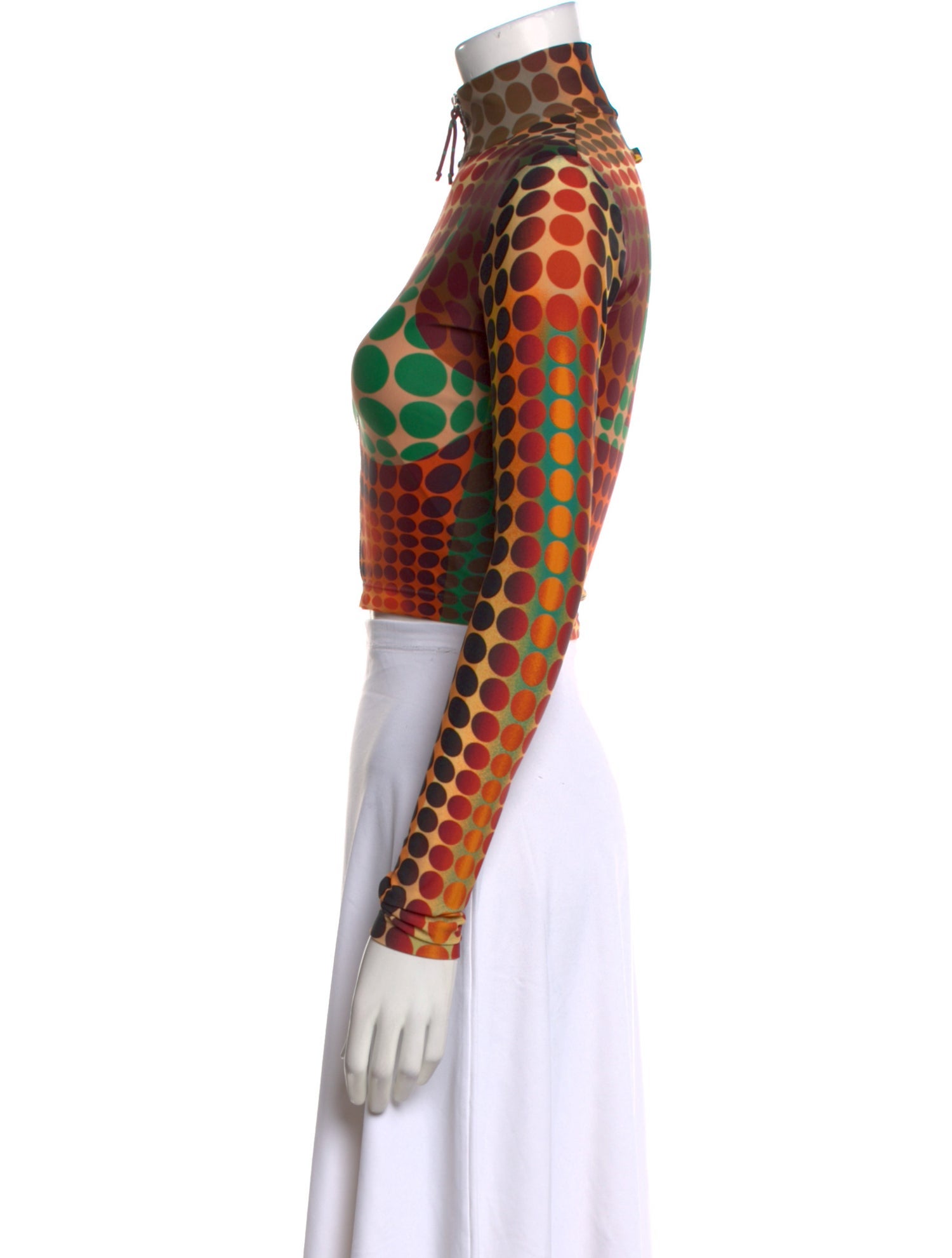Jean Paul Gaultier Plaid Print Mock Neck Crop Top