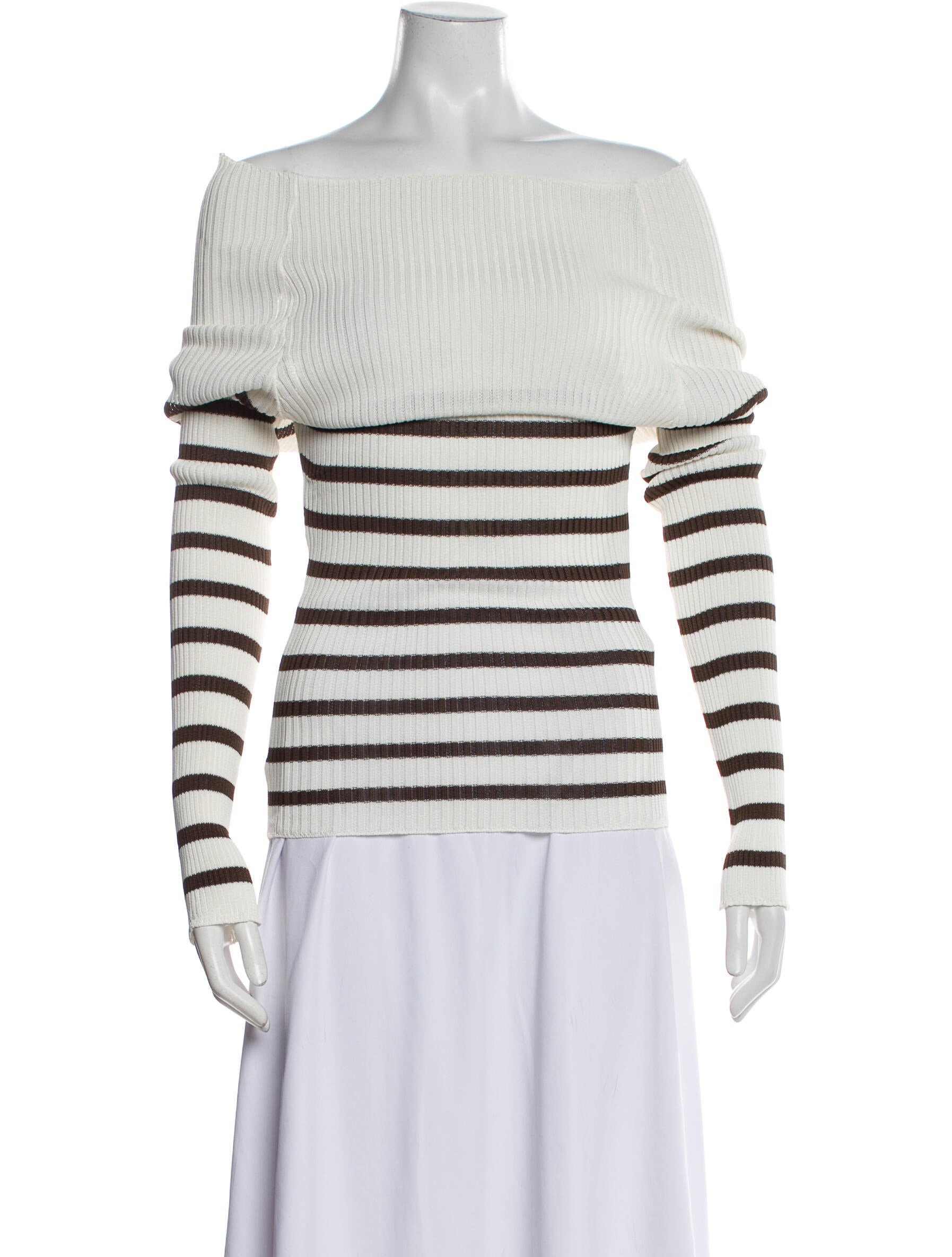 Jean Paul Gaultier Striped Off-The-Shoulder Sweater