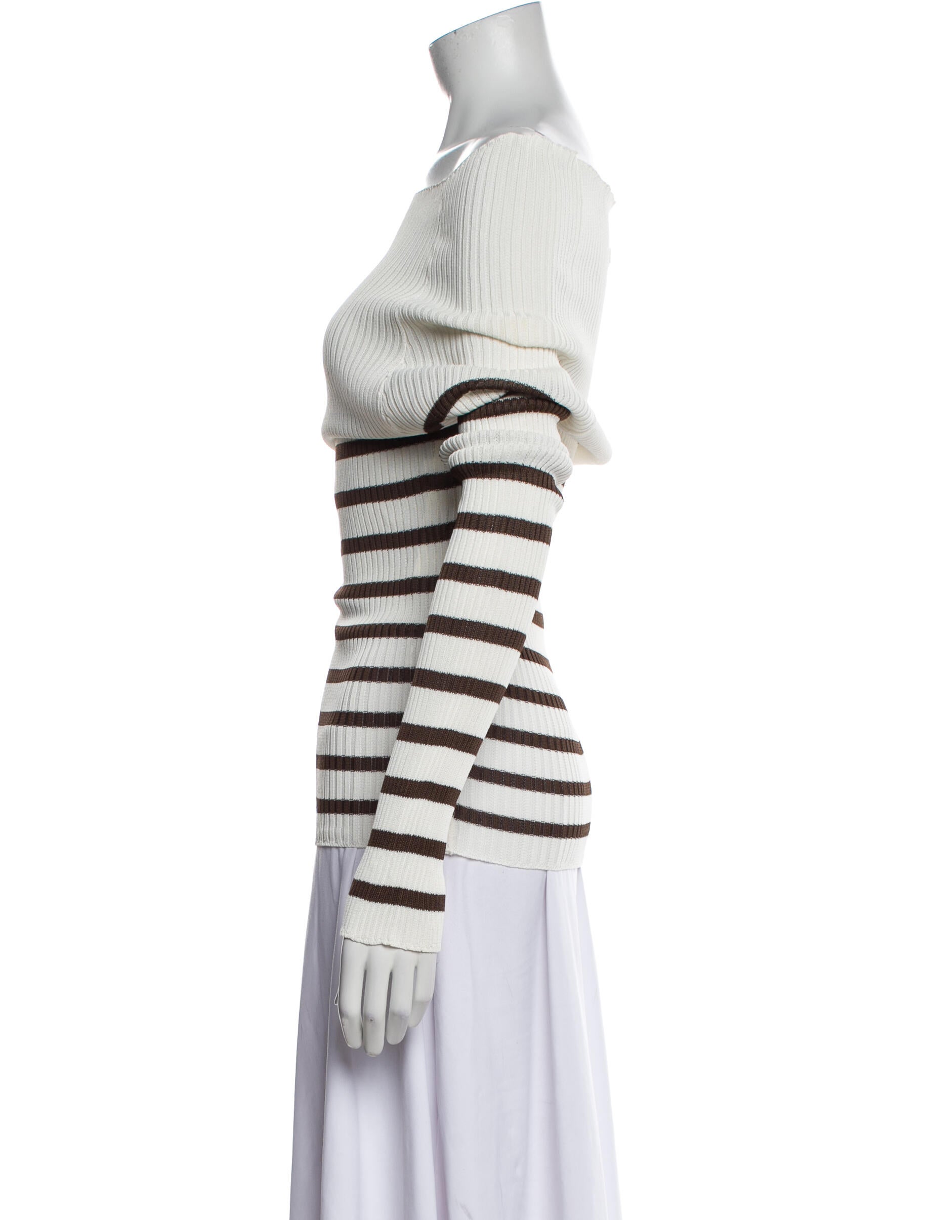 Jean Paul Gaultier Striped Off-The-Shoulder Sweater