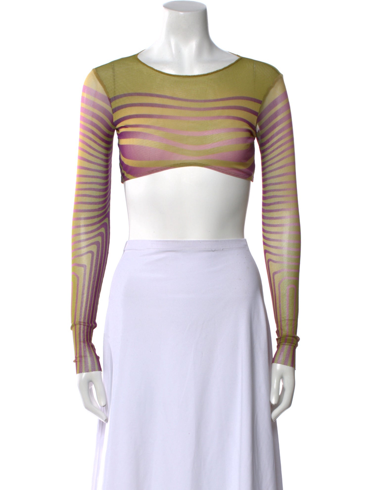 Jean Paul Gaultier Striped Bateau Neckline Crop Top