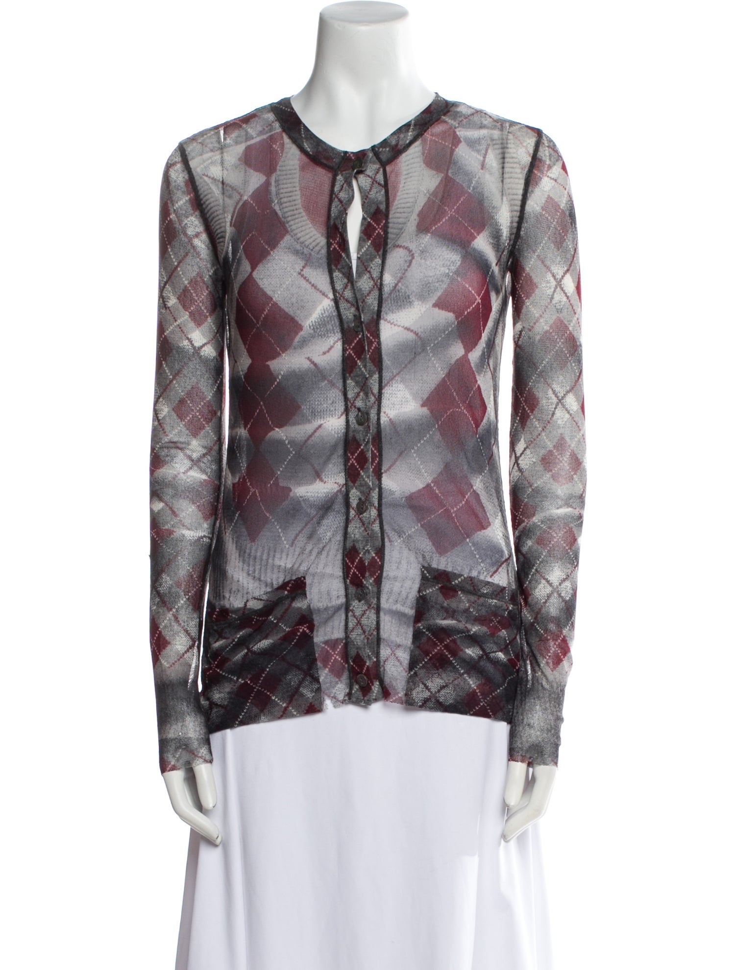 Jean Paul Gaultier Printed Crew Neck Button-Up Top