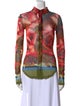 Jean Paul Gaultier Printed Mock Neck Button-Up Top