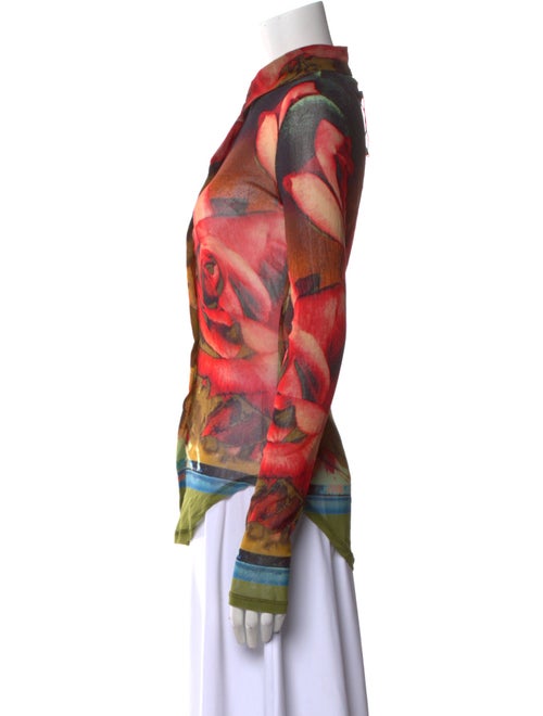 Jean Paul Gaultier Printed Mock Neck Button-Up Top