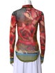 Jean Paul Gaultier Printed Mock Neck Button-Up Top