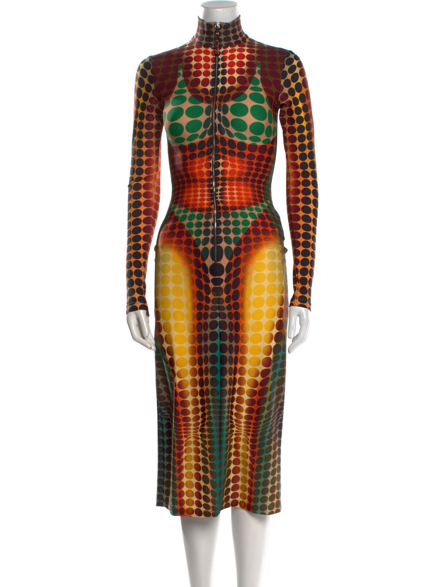 Jean Paul Gaultier Polka Dot Print Midi Length Dress