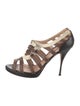 Jean Paul Gaultier Leather Colorblock Pattern T-Strap Pumps