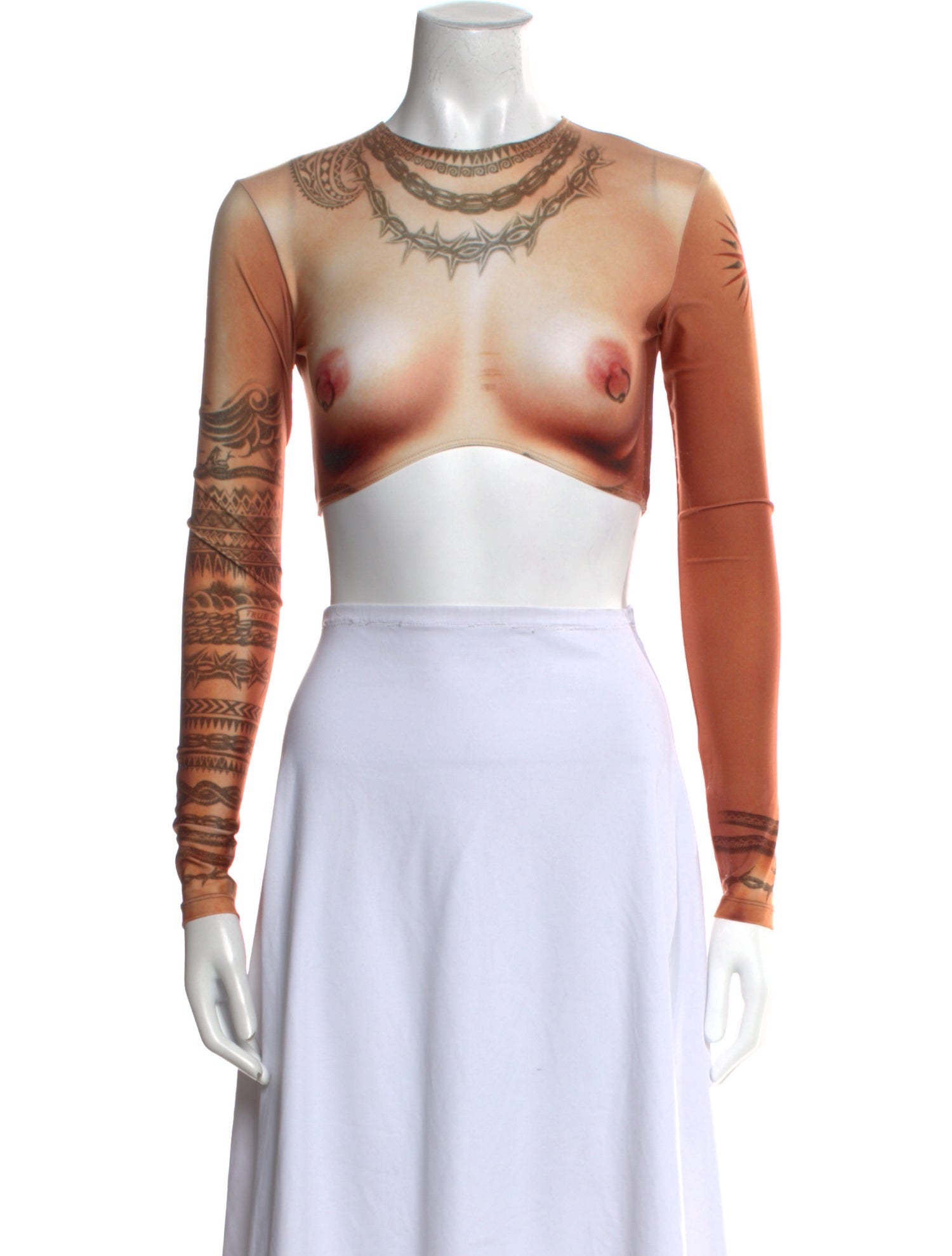 Jean Paul Gaultier Printed Crew Neck Crop Top