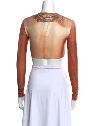 Jean Paul Gaultier Printed Crew Neck Crop Top