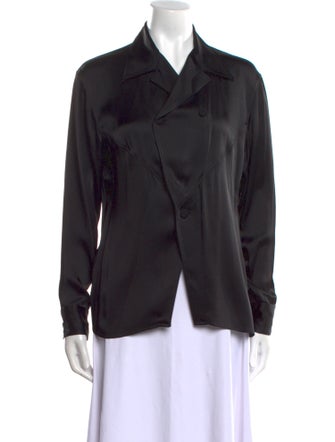Jean Paul Gaultier Satin Long Sleeve Button-Up Top