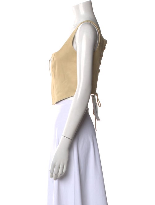 Jean Paul Gaultier Lamb Leather Square Neckline Crop Top