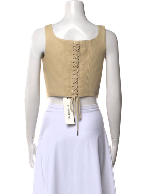 Jean Paul Gaultier Lamb Leather Square Neckline Crop Top