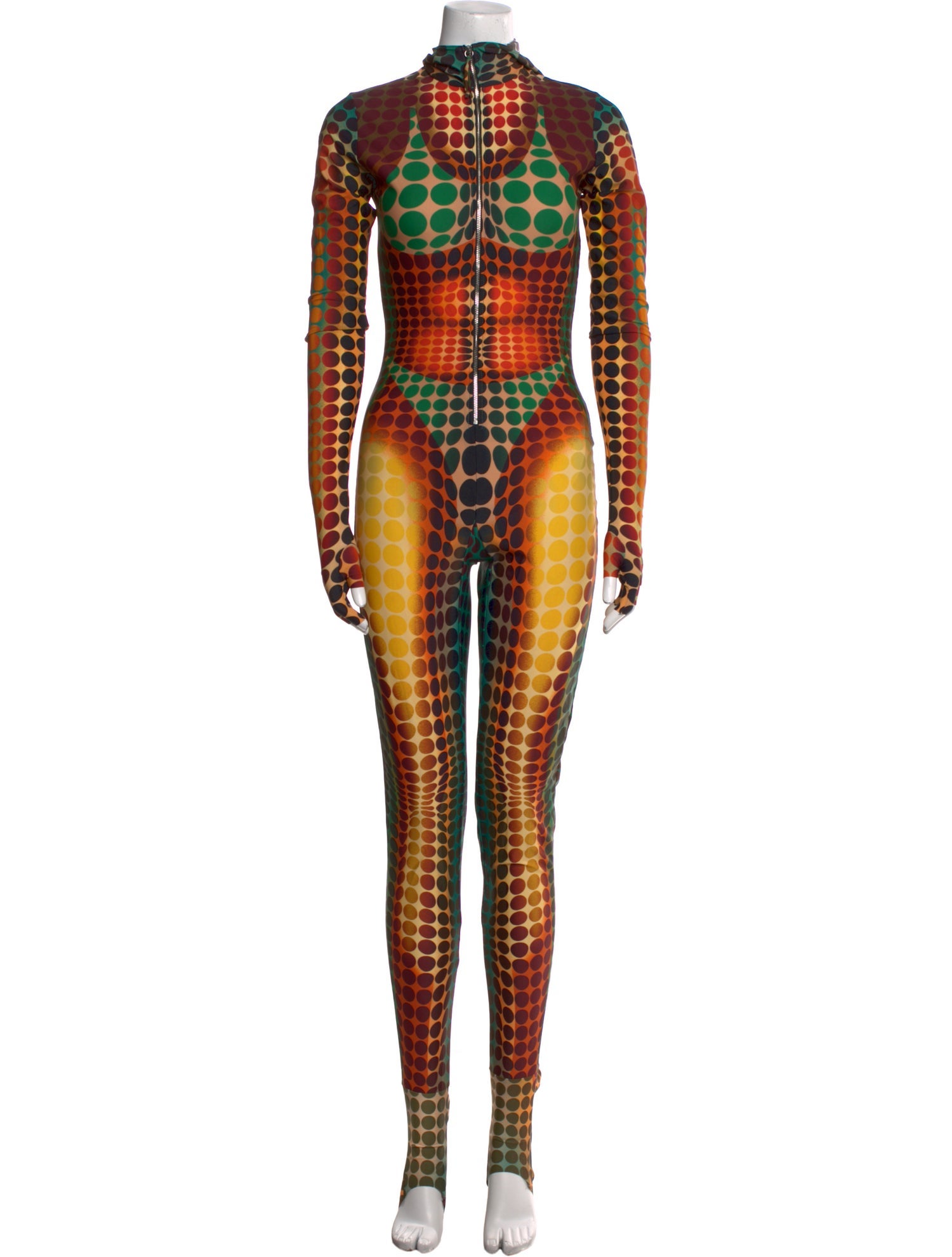 Jean Paul Gaultier Polka Dot Print Mock Neck Jumpsuit