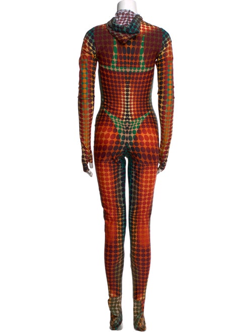 Jean Paul Gaultier Polka Dot Print Mock Neck Jumpsuit