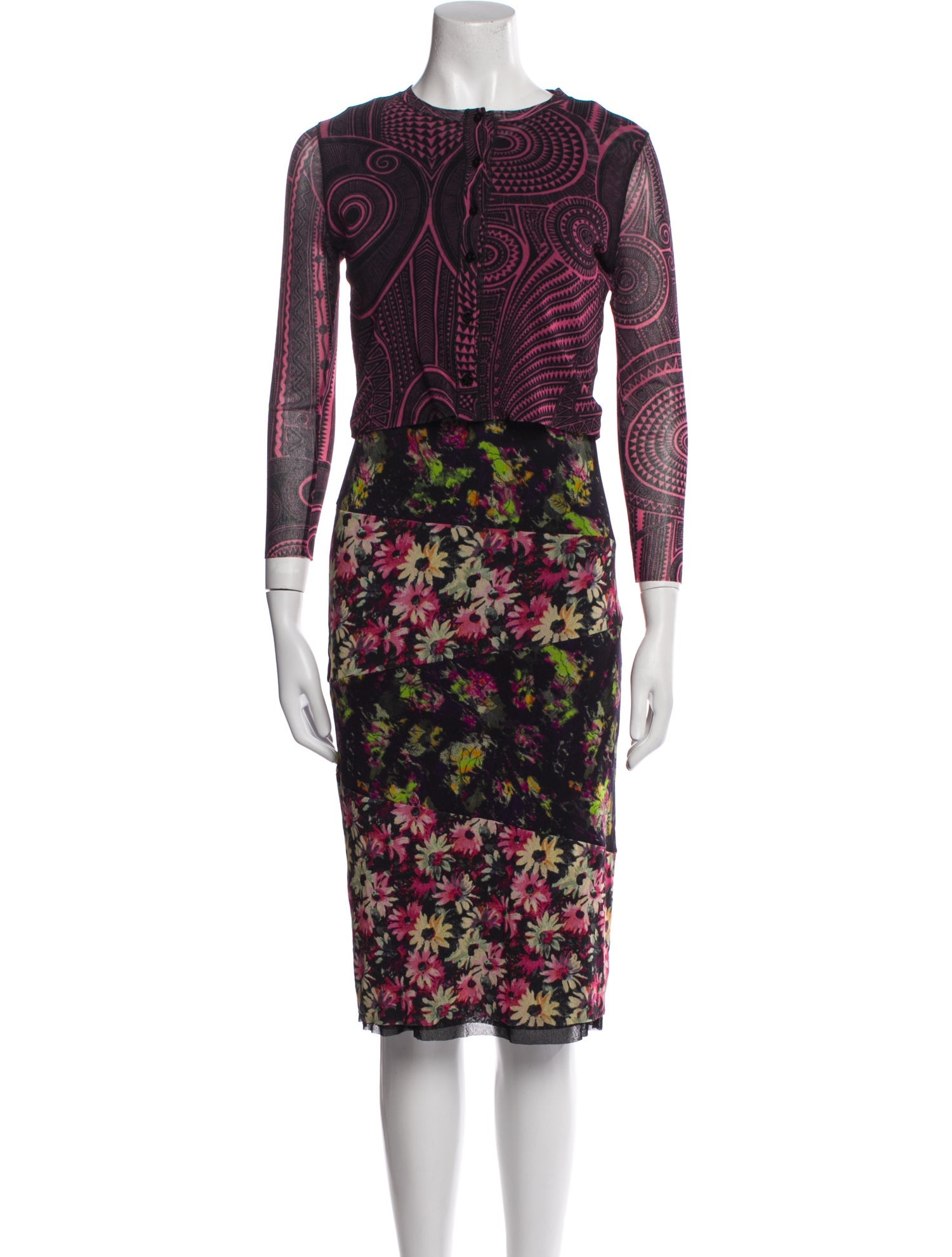 Jean Paul Gaultier Soleil 2000's Floral Print Dress Set