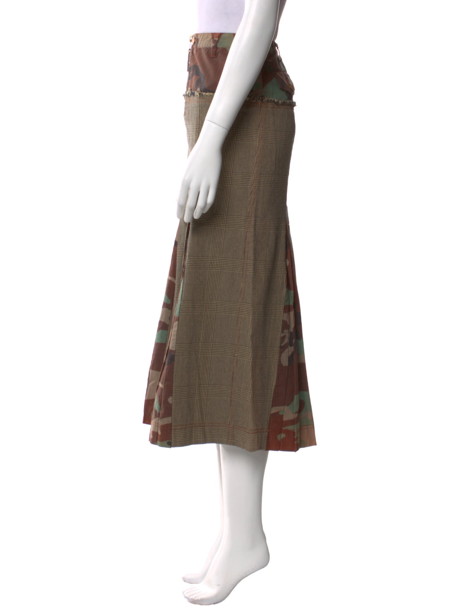 Jean Paul Gaultier Plaid Print Midi Length Skirt w/ Tags