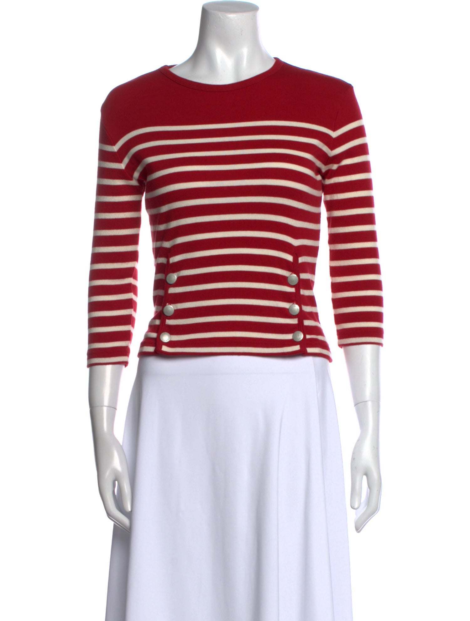 Jean Paul Gaultier Striped Crew Neck Crop Top