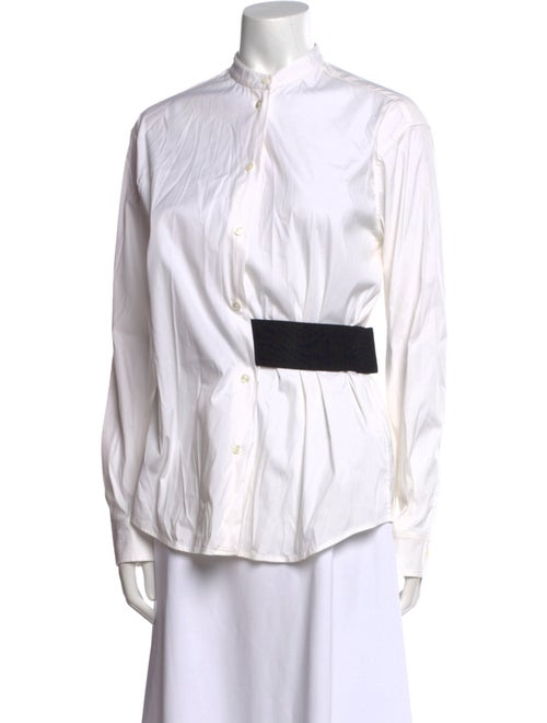 Jean Paul Gaultier Mock Neck Long Sleeve Button-Up Top