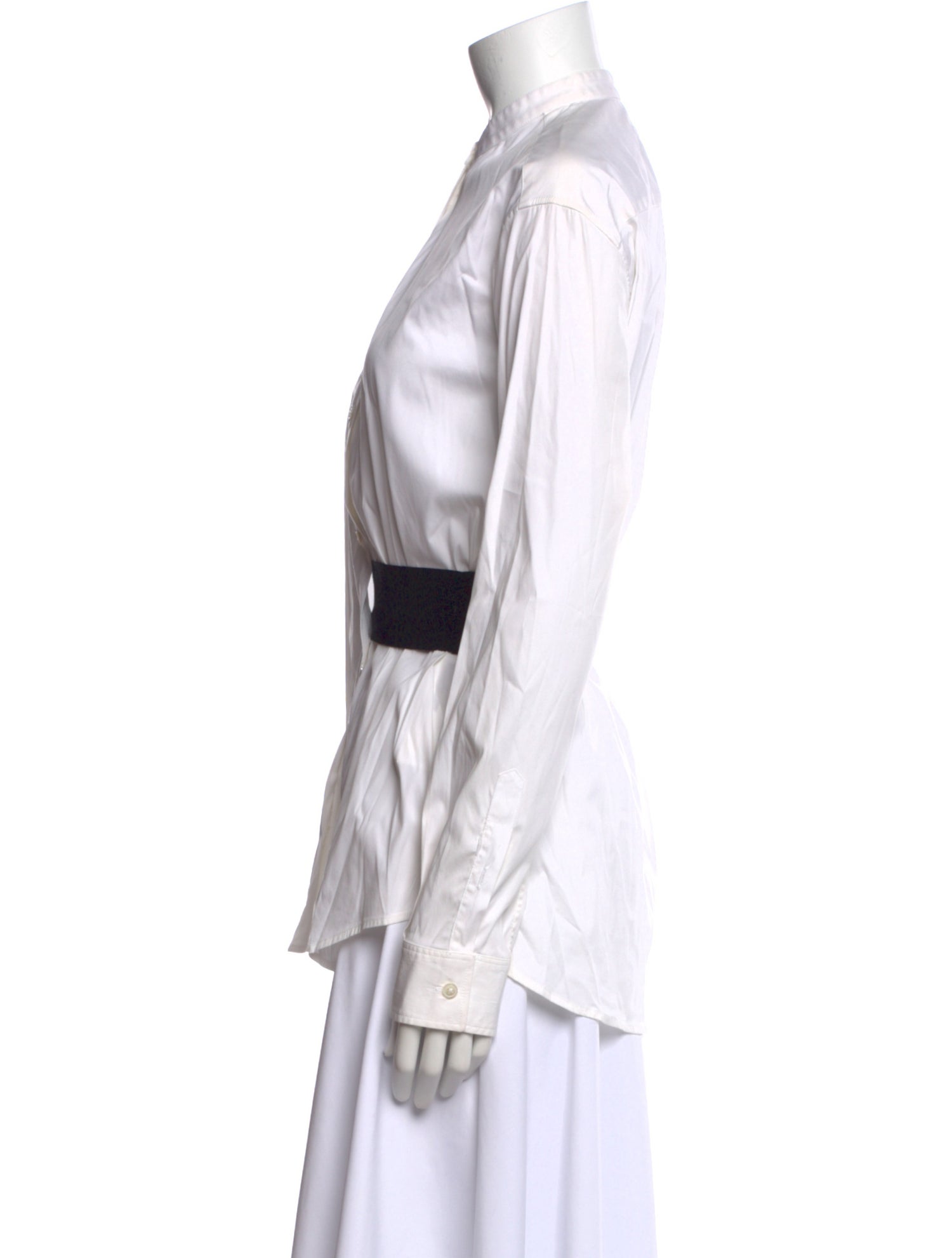 Jean Paul Gaultier Mock Neck Long Sleeve Button-Up Top