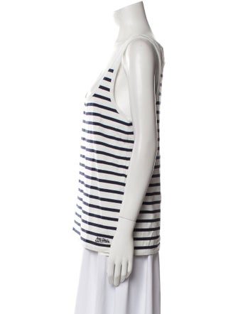 Jean Paul Gaultier Striped Square Neckline Top