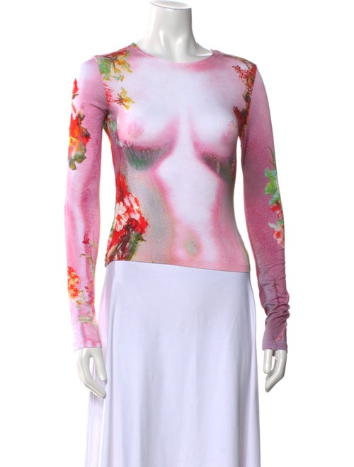 Jean Paul Gaultier Floral Print Bateau Neckline Top