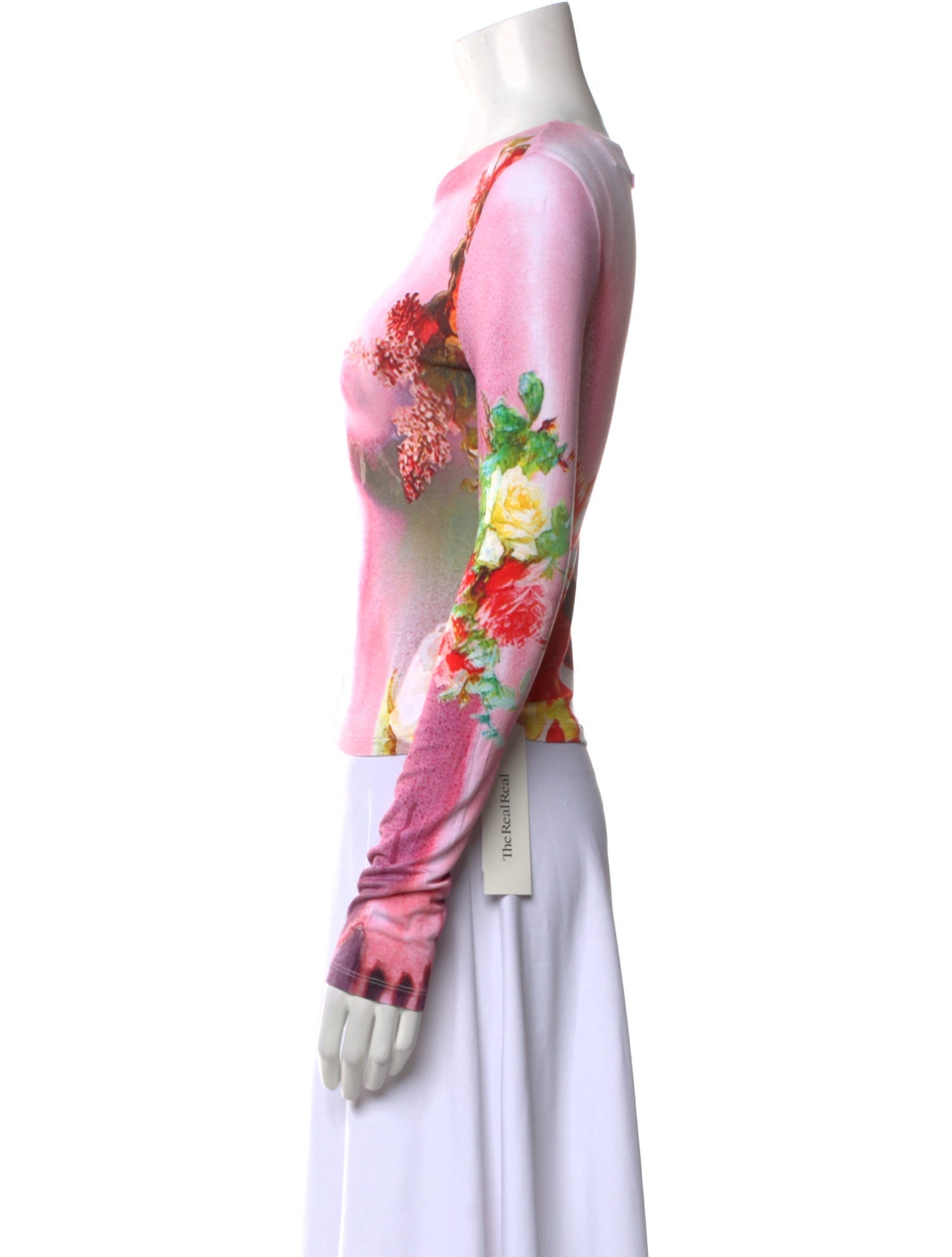 Jean Paul Gaultier Floral Print Bateau Neckline Top