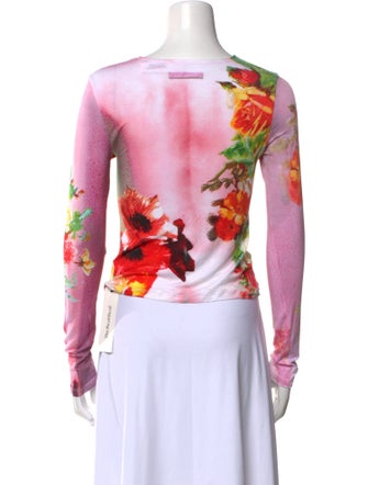 Jean Paul Gaultier Floral Print Bateau Neckline Top