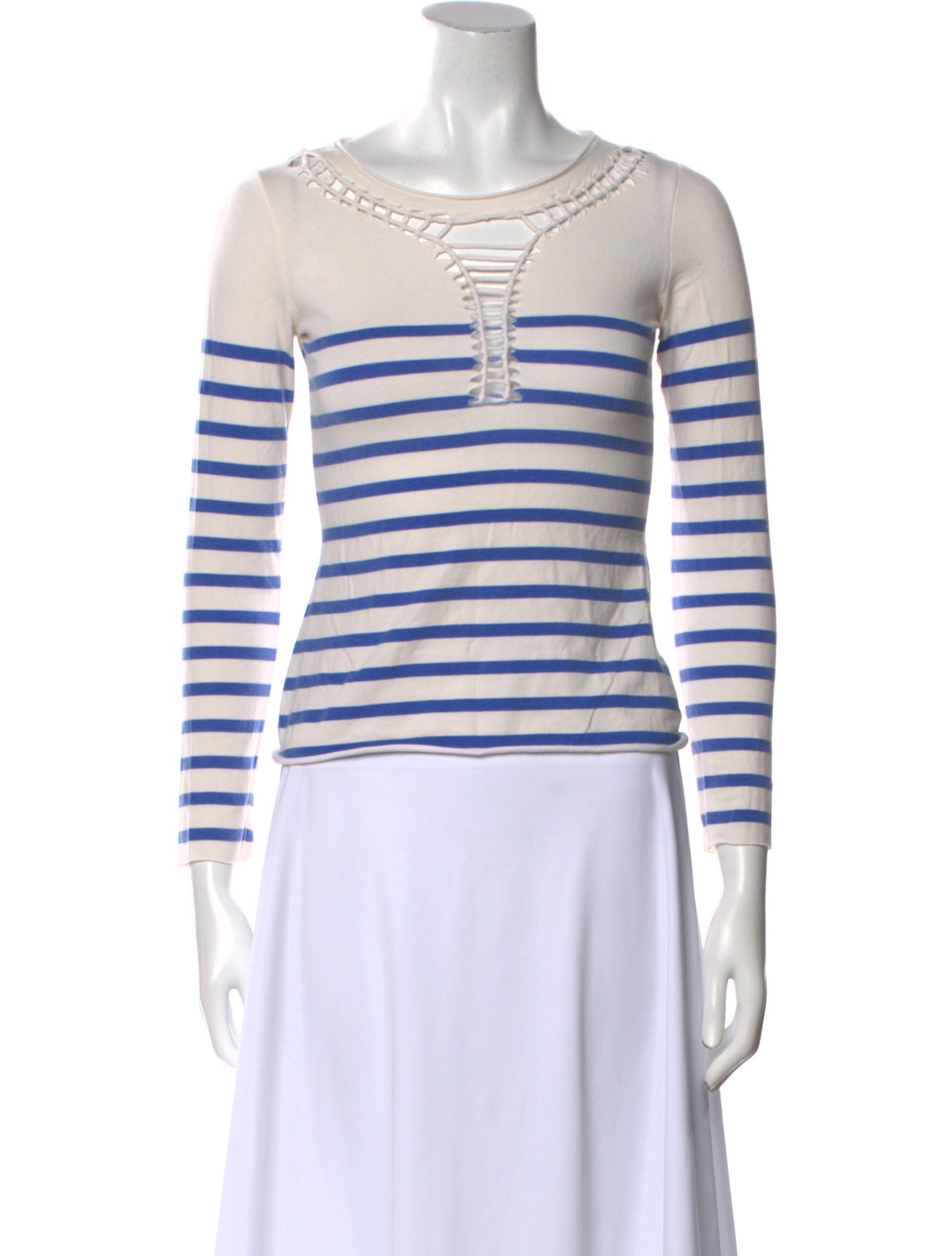 Jean Paul Gaultier Striped Bateau Neckline Crop Top