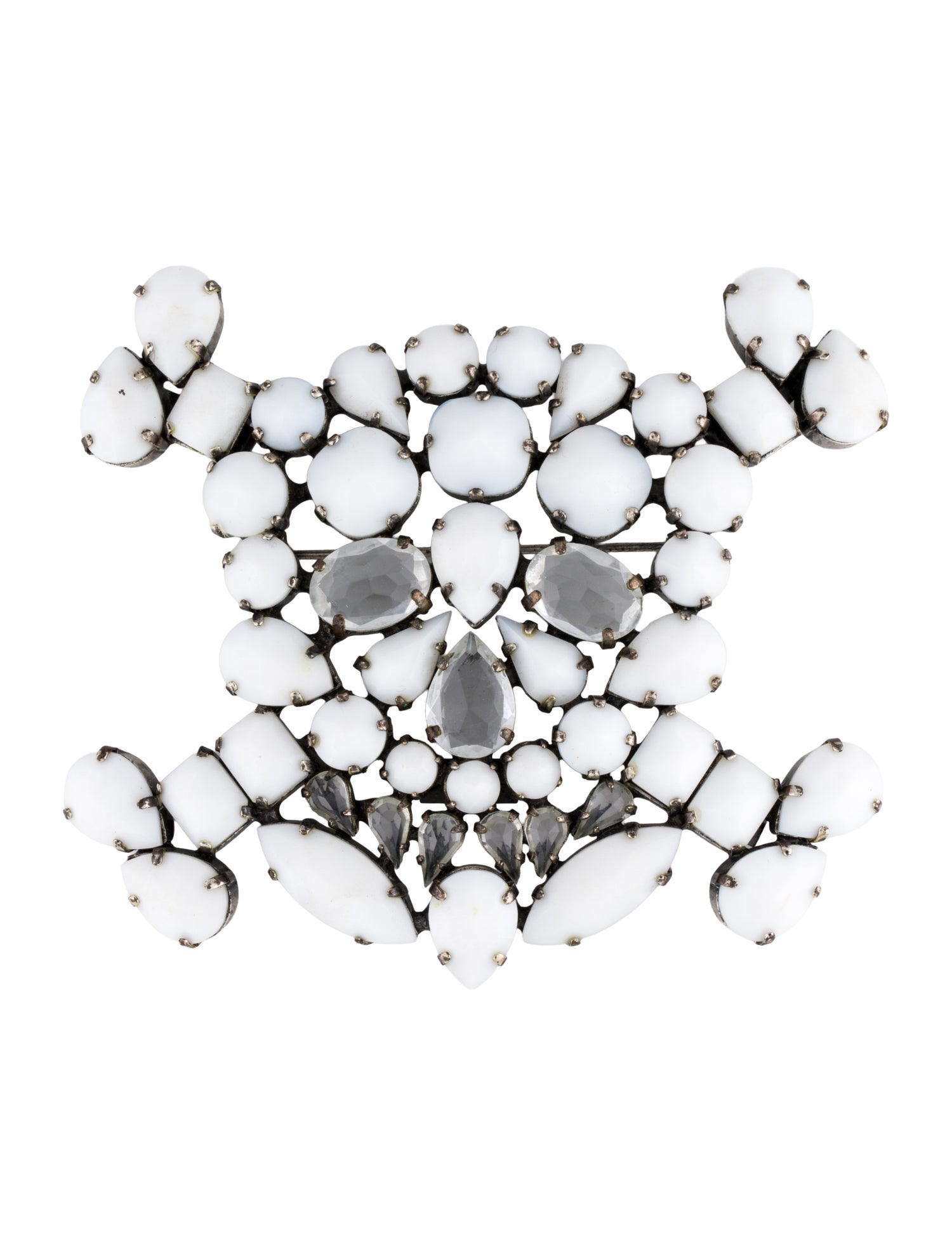 Jean Paul Gaultier Crystal & Resin Skull Brooch