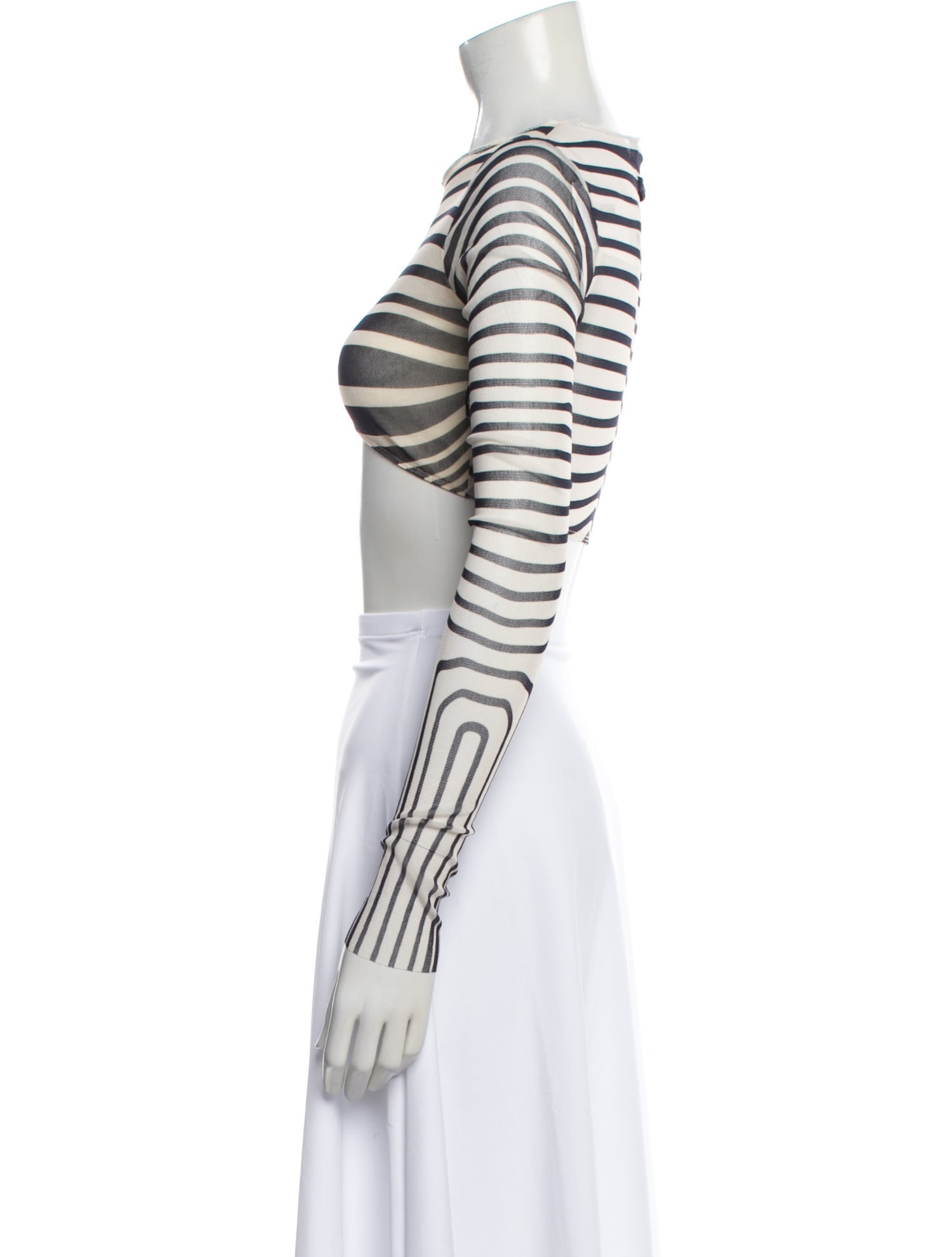 Jean Paul Gaultier Striped Crew Neck Crop Top