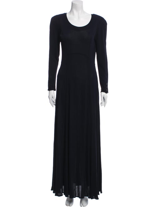 Jean Muir Scoop Neck Long Dress Blue